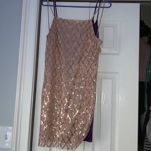 Rose gold mini dress with sequins